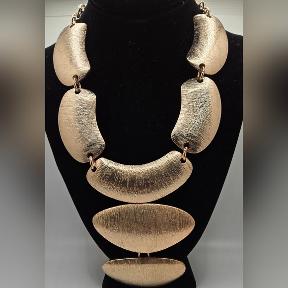 Heidi Klum Statement Necklace Versatile Brushed Gold Tone 15" + 2.5" Extender - Picture 1 of 8